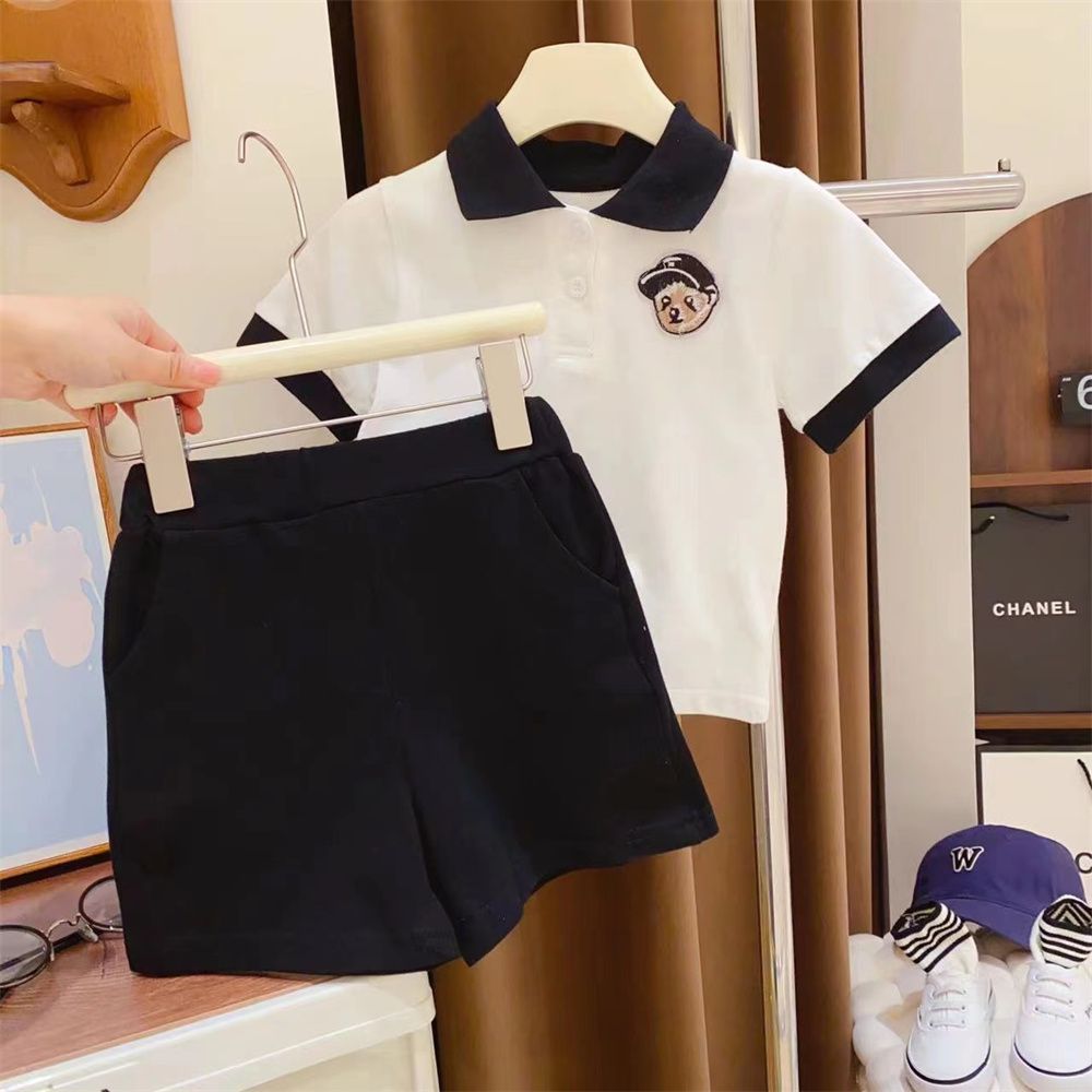 Children's college style suit 2024 summer new Internet celebrity boys and girls brother and sister outfit baby casual short-sleeved two-piece set