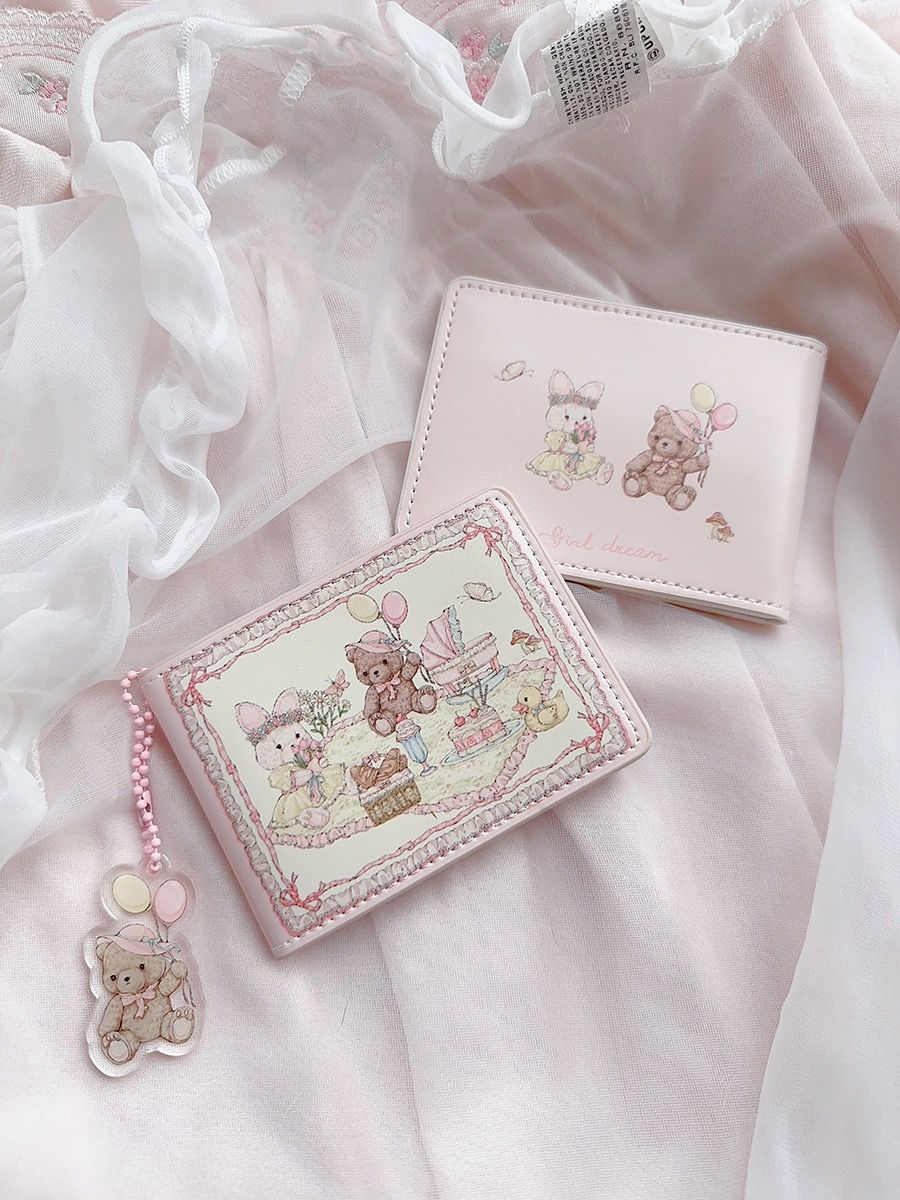 girldream Bunny Bear Driver's License 2.0 Picnic Series Girly Design Cute Lace Protective Cover Card Holder