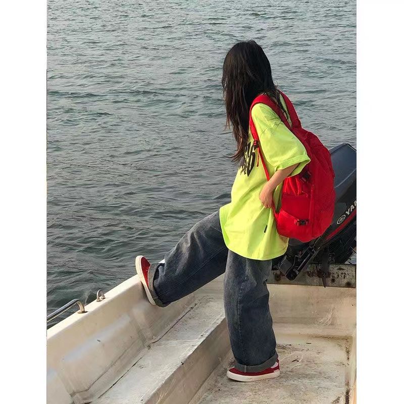 100%純棉美式hiphop短袖T恤女夏季寬鬆休閒小眾百搭情侶上衣潮ins