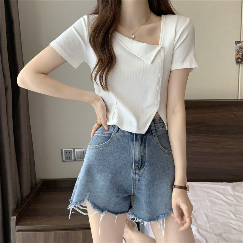 Trendy fat mm French style niche chic top summer large size short-sleeved t-shirt covering meat women's age-reducing style T-shirt