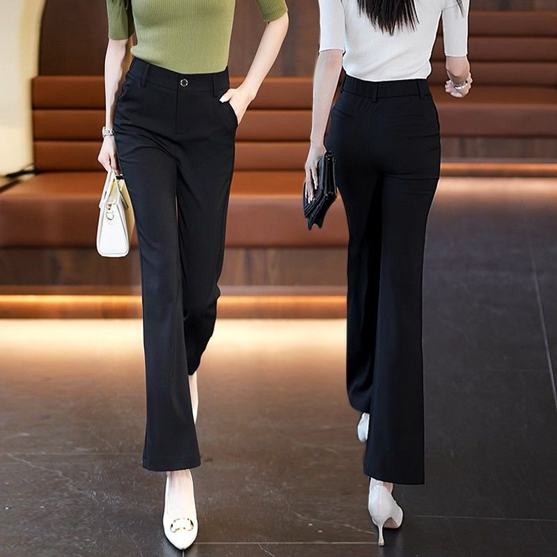 棉麻微喇褲女2023新款高腰女士喇叭褲子女夏季薄款休閒顯瘦九分褲