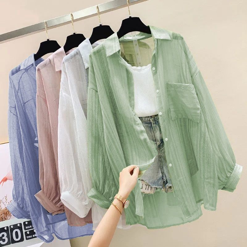 防曬衣服女開衫薄款外套2023年夏季大碼新款雪紡襯衫韓版氣質寬鬆