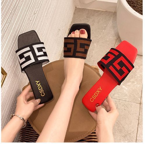 Μεγάλες κόκκινες παντόφλες για γυναίκες που βγαίνουν έξω το καλοκαίρι του 2023, νέες προσφορές, ελαφριά πολυτελή, casual, άνετα, σανδάλια για το σπίτι με ίσιο κάτω μέρος_voghion.com