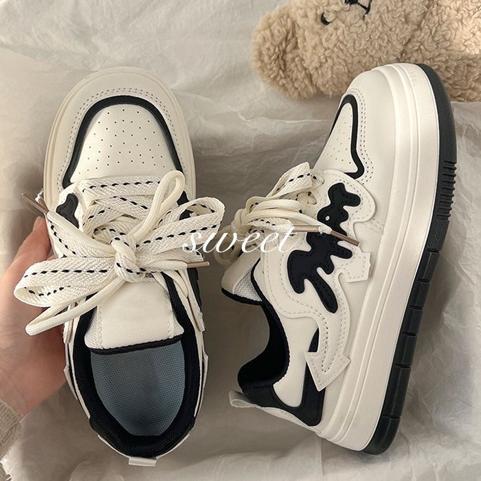 Thick-soled white shoes for women  new niche original popular ins trend versatile student sports sneakers