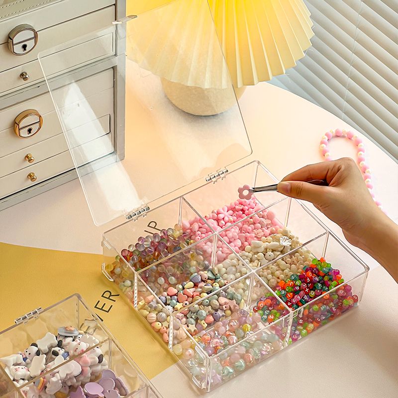 珠子收纳盒分类整理手工串珠散珠小物件分隔桌面美甲分钻盒大容量