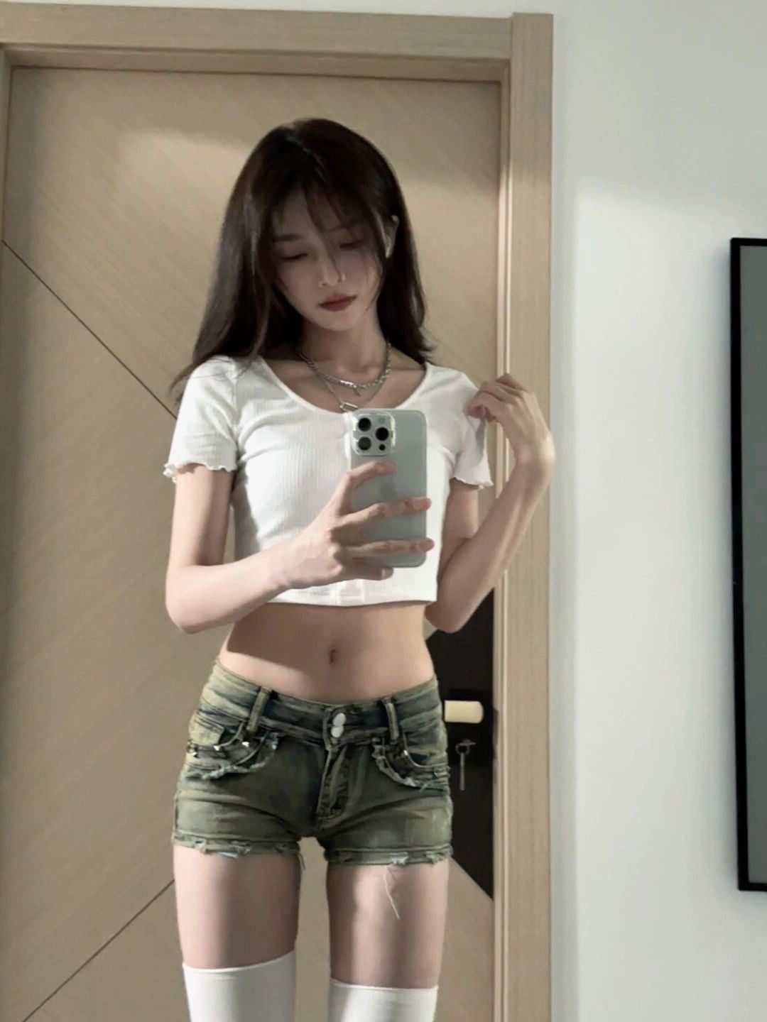 美式辣妹柳丁低腰牛仔超短褲女2023春夏新款修身顯瘦包臀闊腿熱褲