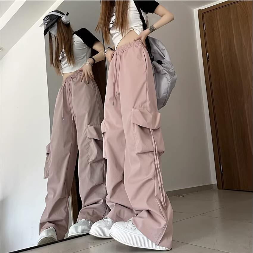 Thin velvet American retro overalls for men and women in autumn and winter high-waisted straight wide-leg loose student quick-drying casual pants