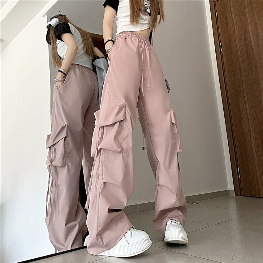 Thin velvet American retro overalls for men and women in autumn and winter high-waisted straight wide-leg loose student quick-drying casual pants