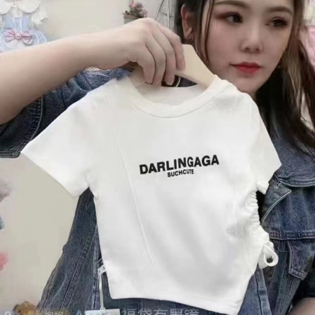  New Baby Summer Clothes T-shirt Slim Fit Children's Short-Sleeved Internet Celebrity Girls' Tops for Outerwear Popular Style