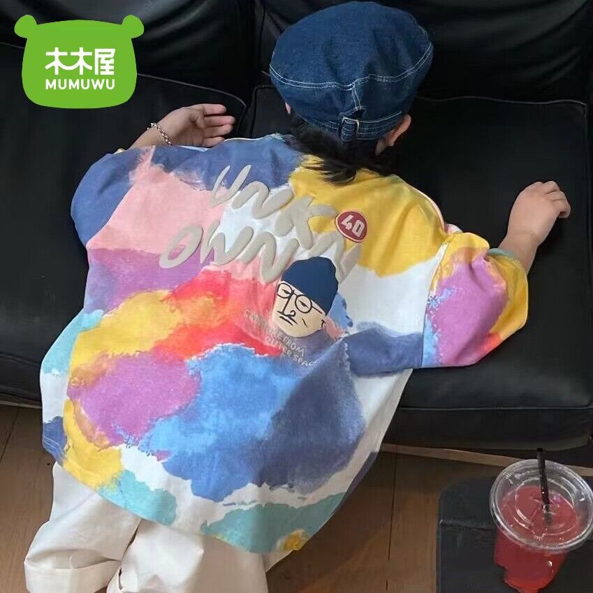 童裝男童女童短袖T恤夏季兒童速幹上衣2023新款洋氣時尚寬鬆透氣