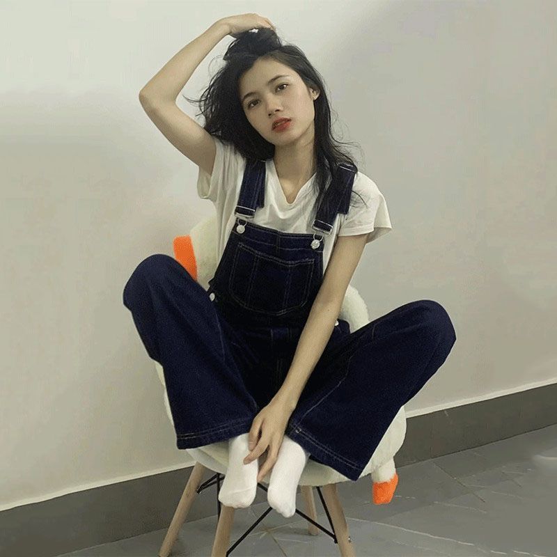 牛仔背帶褲女夏2023年新款設計感小眾小新清洋氣減齡薄款直筒褲子