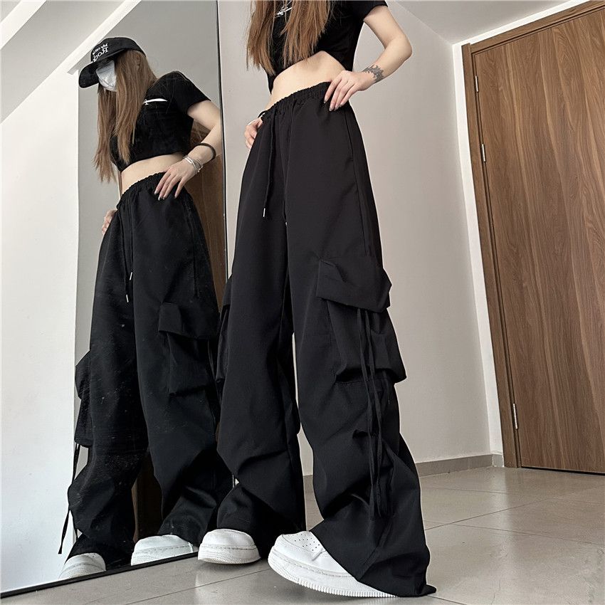 Thin velvet American retro overalls for men and women in autumn and winter high-waisted straight wide-leg loose student quick-drying casual pants