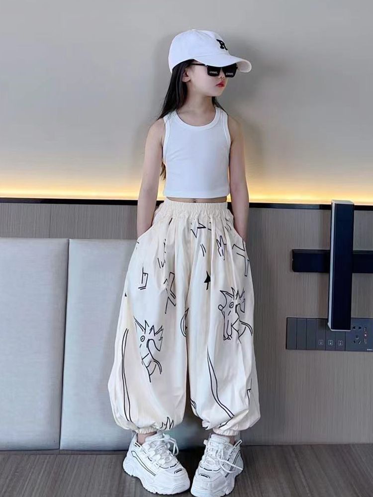 Girls Summer Vest  Summer New Fashionable Children's Camisole Short Backless Versatile T-Shirt Top