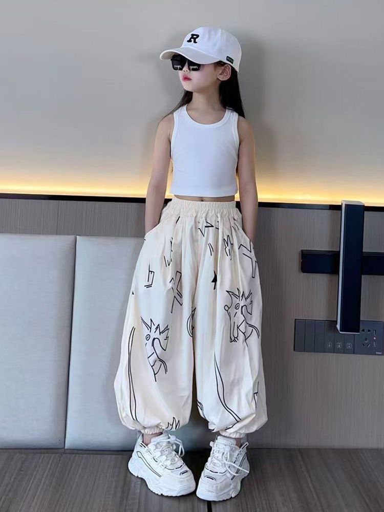 Girls Summer Vest  Summer New Fashionable Children's Camisole Short Backless Versatile T-Shirt Top