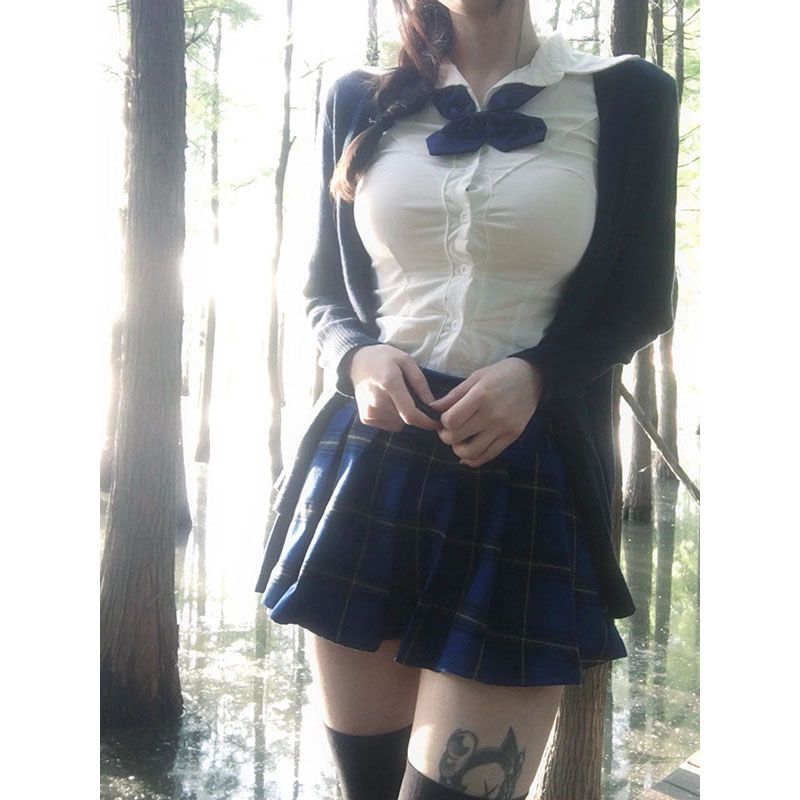 性感時尚套裝2023新純欲辣妹修身襯衫上衣+格子半身裙兩件套女潮