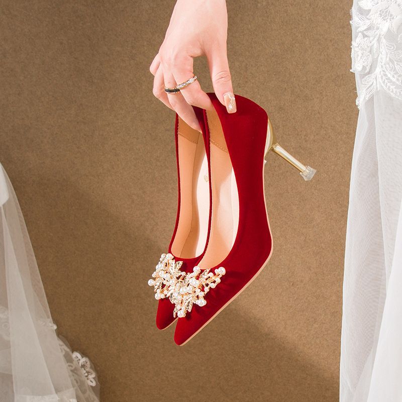 秀禾服新娘结婚鞋婚纱婚宴婚礼鞋2023新款不累脚细跟中式高跟鞋子