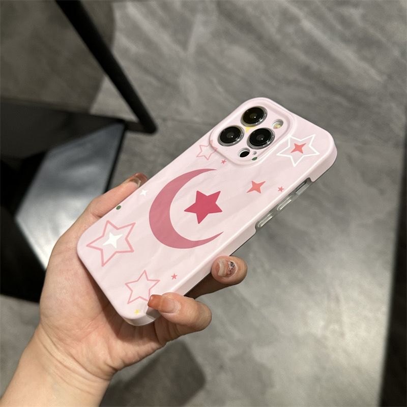 粉色月亮星星适用iPhone14pro苹果13promax手机壳11二合一13pro软