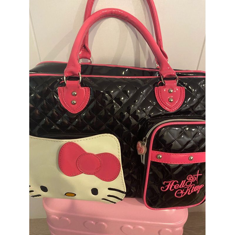 新款 hello kitty凯蒂猫日系甜心辣妹pu超大容量旅行挎包书包