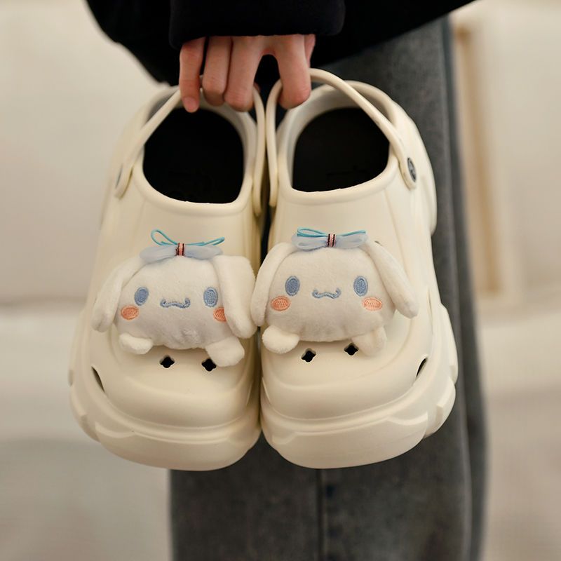 Thick-soled Croc Shoes Women's Outerwear Summer 2023 New Outerwear Beach Sandals Increased Anti-Slip Baotou Half Slippers