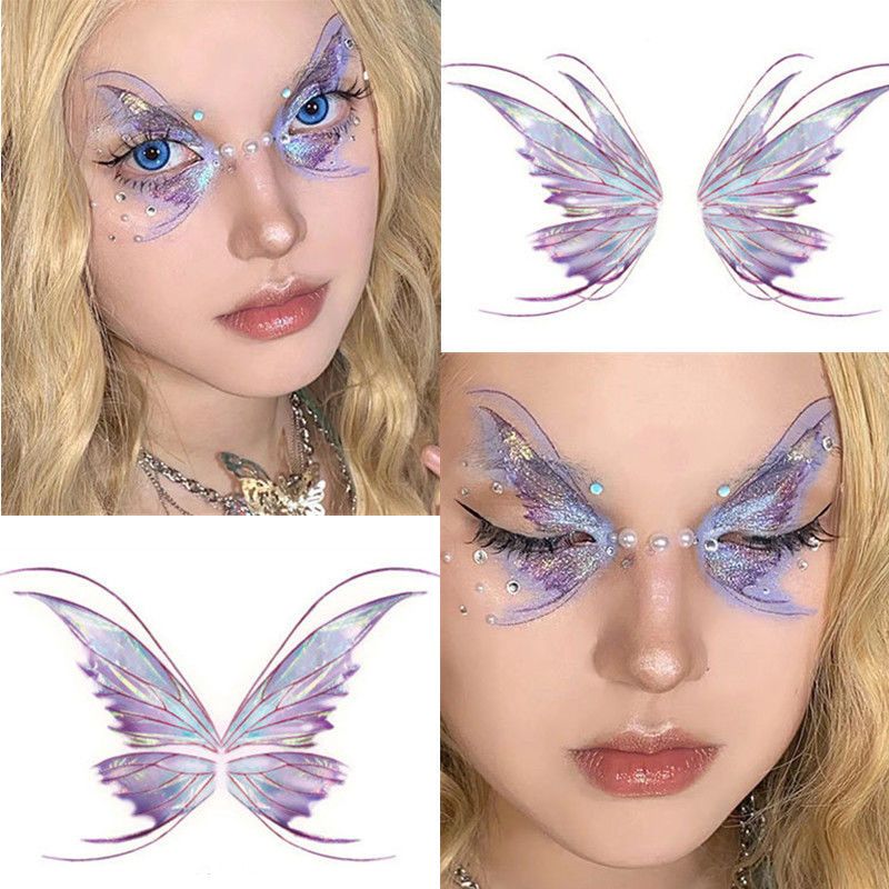 Glitter Butterfly Tattoo Stickers Angel Wings Eye Stickers Internet Celebrity Live Face Painting Stickers Children's Face Stickers