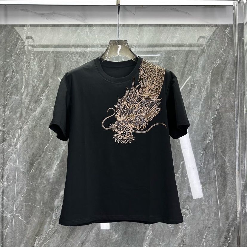 2023 new summer style Internet celebrity same style couple shoulder dragon short-sleeved T-shirt men and women social spirit young man trendy tops