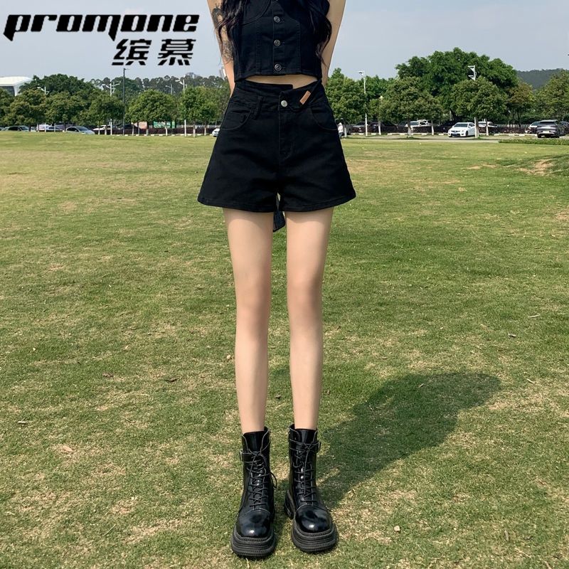 【PROMONE】Irregular high-waisted denim shorts for women, summer thin, loose and slim hot girl summer hot pants