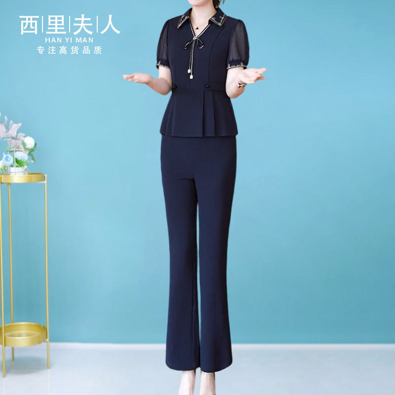 Professional suit female summer  new noble lady fashion foreign temperament mother small man wears age-reducing two-piece suit