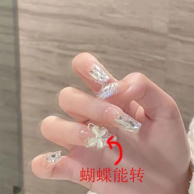 2023新款穿戴甲ins高級旋轉蝴蝶美甲貼短款中長款學生甲片穿戴式