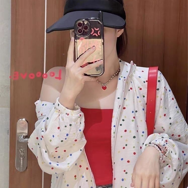 Skin-friendly breathable color matching sun protection clothing for women to wear outside  new summer loose fat mm casual tops that are skin-friendly