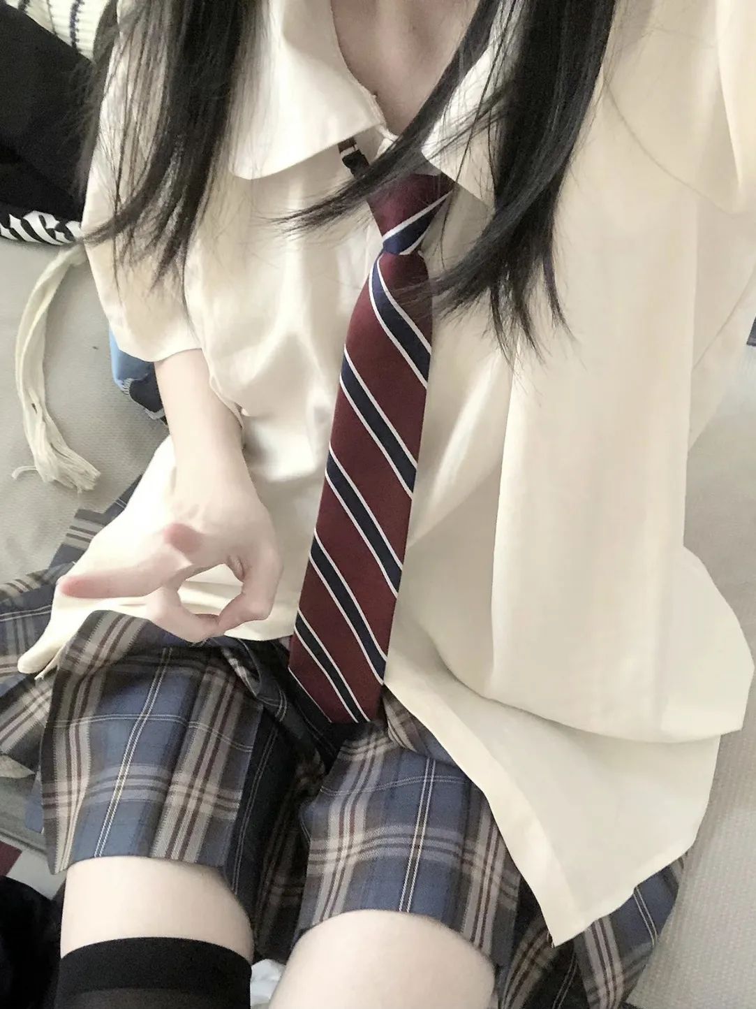 日系学院风jk衬衫制服甜美女学生新款基础款衬衣百褶裙三件套装