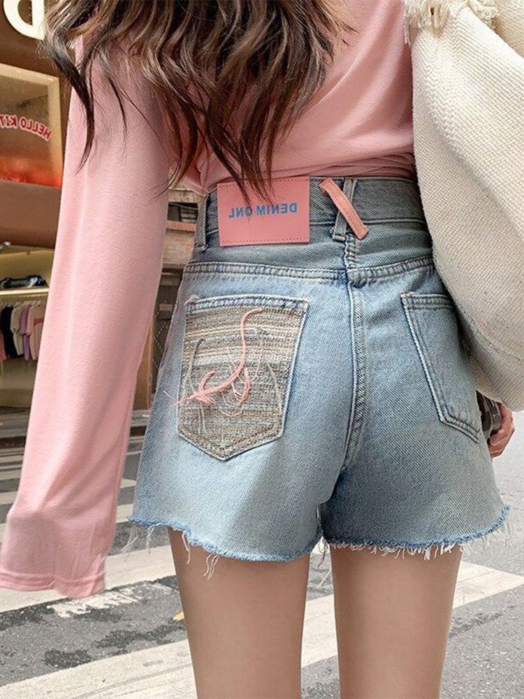 YSYOURS破洞牛仔短褲女夏季高腰顯瘦闊腿寬鬆a字大碼熱褲潮ins潮