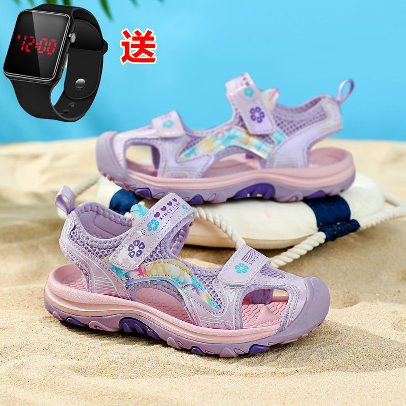 夏季新款儿童包头凉鞋防滑防臭女童沙滩鞋中大童女孩鞋子学生ABC