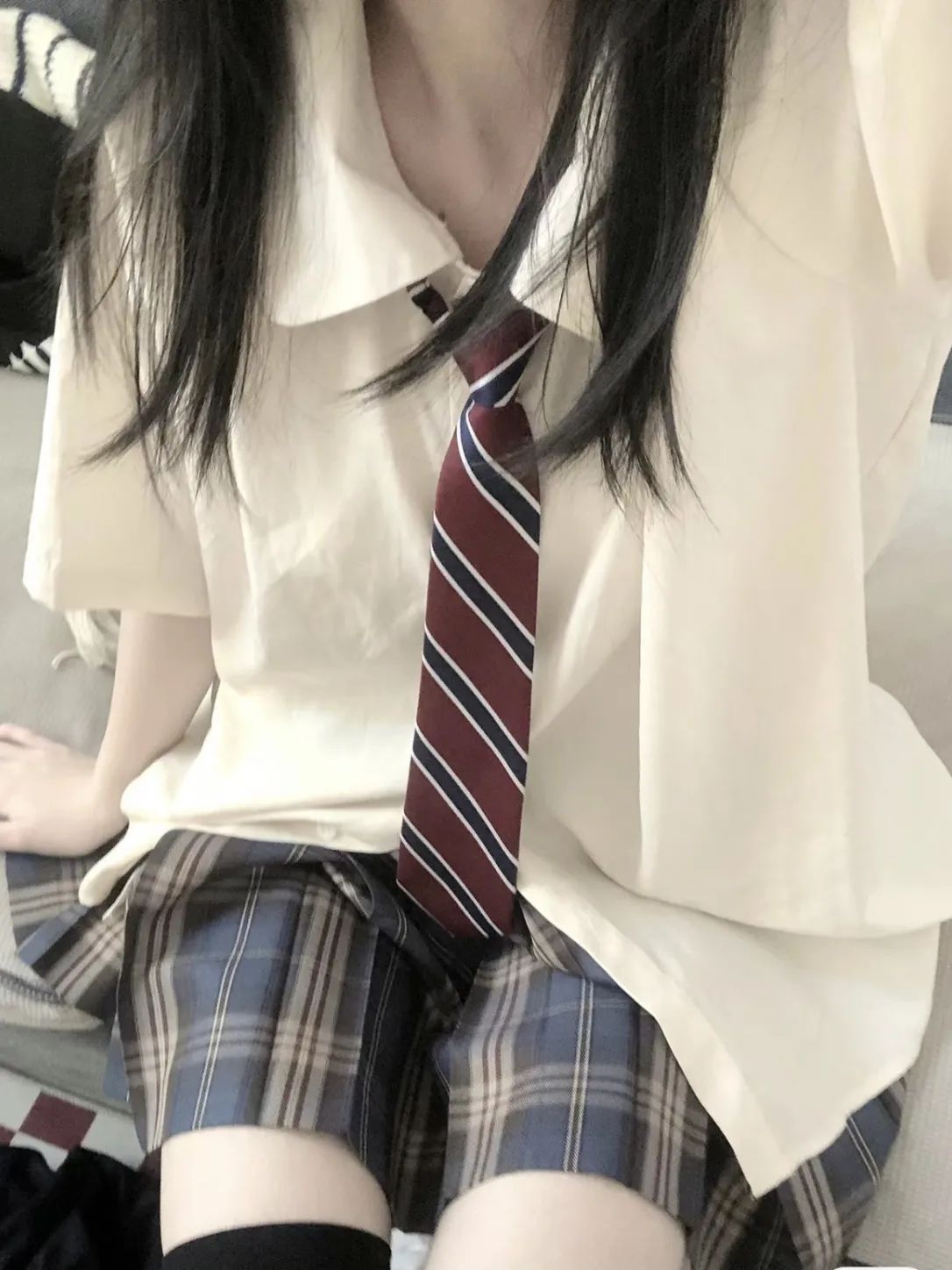 日系学院风jk衬衫制服甜美女学生新款基础款衬衣百褶裙三件套装
