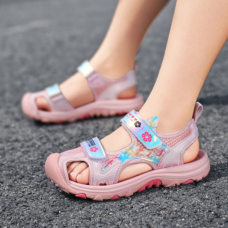 夏季新款儿童包头凉鞋防滑防臭女童沙滩鞋中大童女孩鞋子学生ABC
