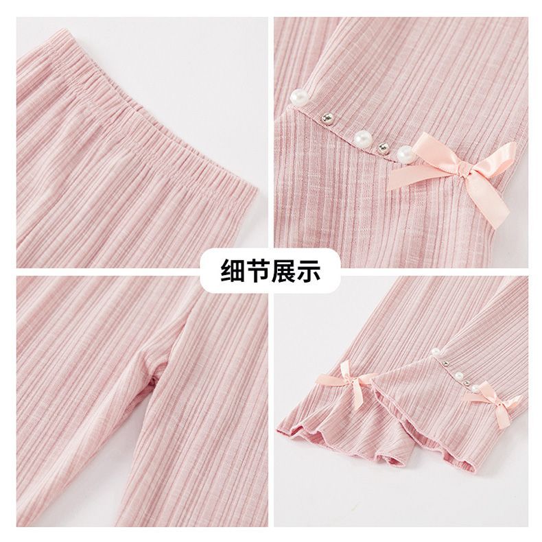 Girls' trousers cropped trousers summer ice silk thin outerwear baby trousers foreign style summer shorts children's leggings