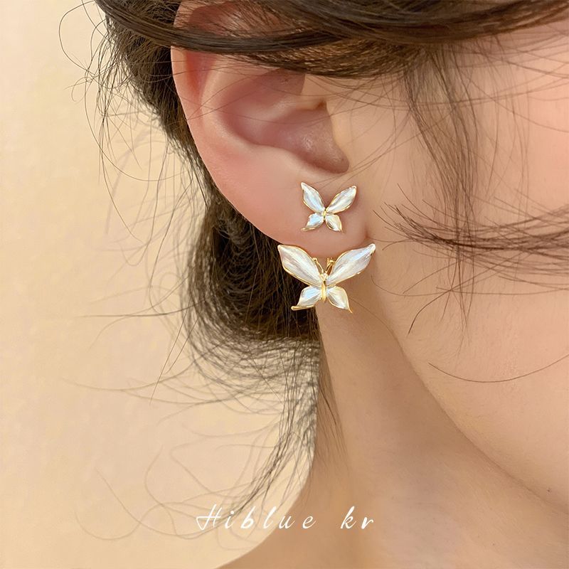 纯银耳钉一款两戴蝴蝶小众设计感高级耳环耳饰女夏年新款潮