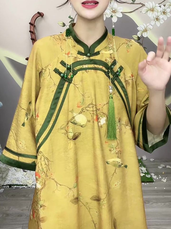 新中式古风汉服连衣裙夏季新款文艺复古风宽松显瘦改良汉服裙