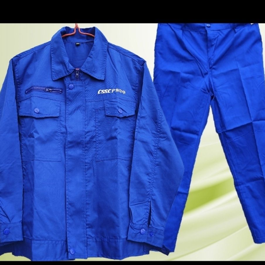 China Ship General Summer Thin Comfortable Sweat-absorbing Breathable Refreshing 6535 High-grade Polyester Cotton Workwear Blue Suit