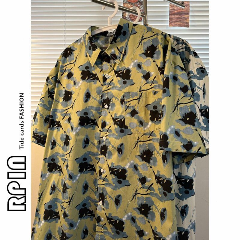 RPIN 胖m300斤国潮甜酷短袖衬衫男女夏季设计感小众衬衣ins风外套