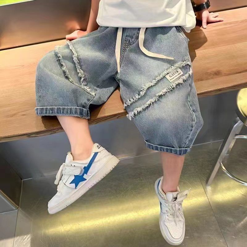 Boys' pants summer thin children's summer clothes three-quarter denim shorts handsome trendy cool fashionable loose  new style