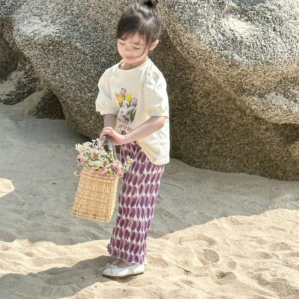 木木屋女童夏装洋气童装韩版小童休闲短袖两件套儿童网红衣服套装