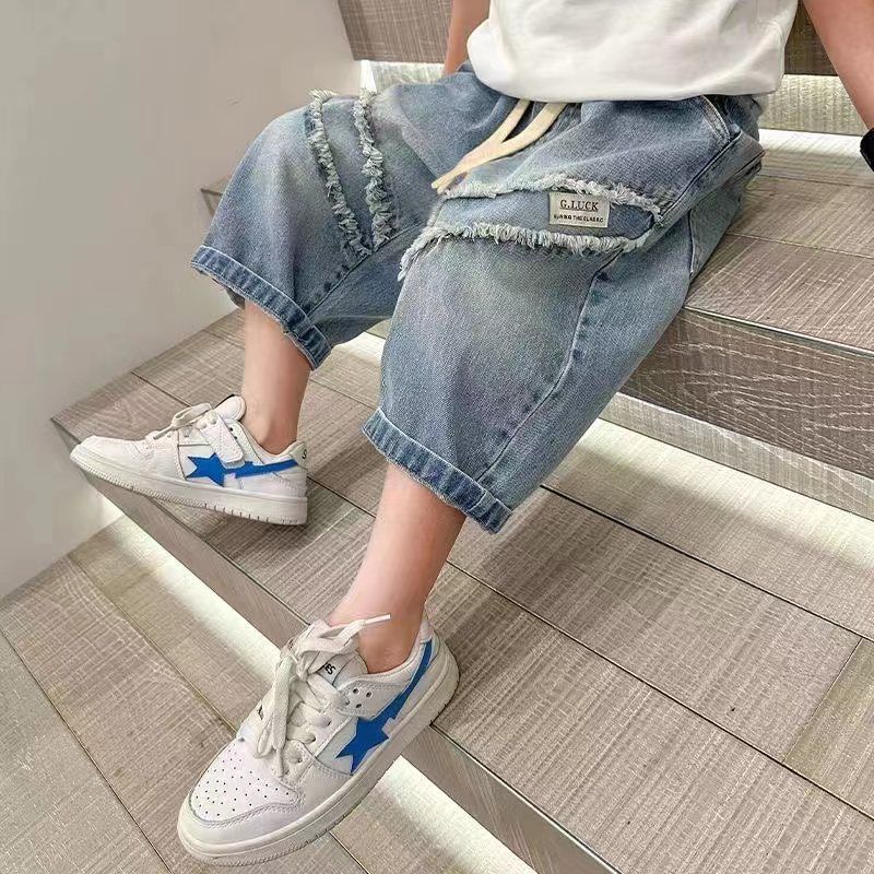 Boys' pants summer thin children's summer clothes three-quarter denim shorts handsome trendy cool fashionable loose  new style