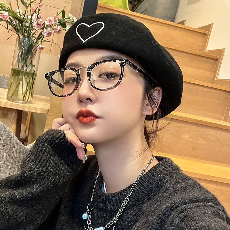 水墨色復古黑框近視眼鏡框女可配鏡片度數韓系圓臉時尚網紅男睛架