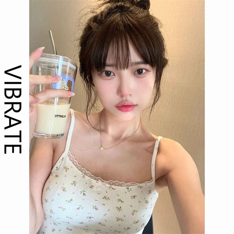 VIBRATE韓版少女碎花吊帶網紅風夏季新款可愛上衣修身顯瘦ins
