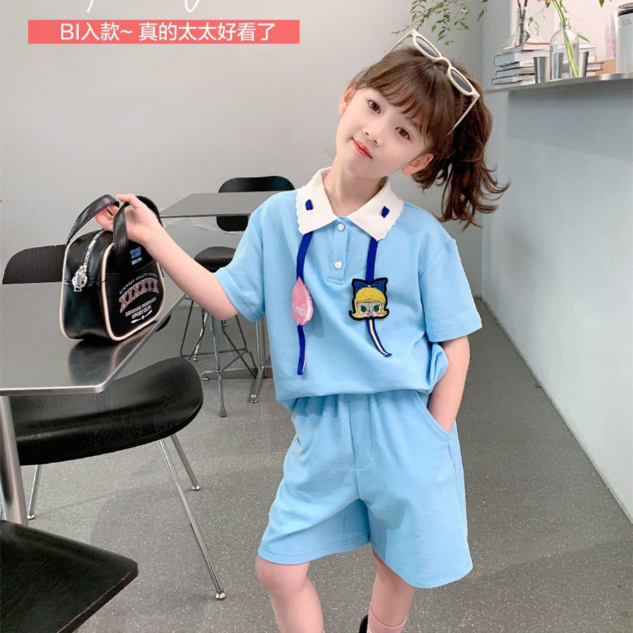 女童套裝2023夏裝新款兒童韓版休閒網紅運動兩件套寶寶夏季短袖潮