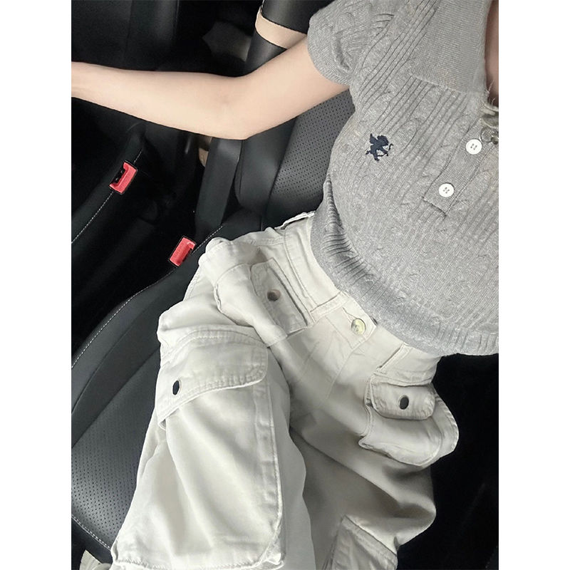 美式復古牛仔褲女大碼胖mm夏季寬鬆闊腿設計感百搭直筒拖地工裝褲