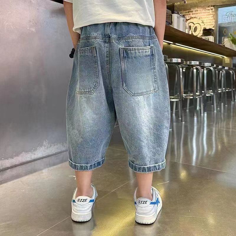 Boys' pants summer thin children's summer clothes three-quarter denim shorts handsome trendy cool fashionable loose  new style