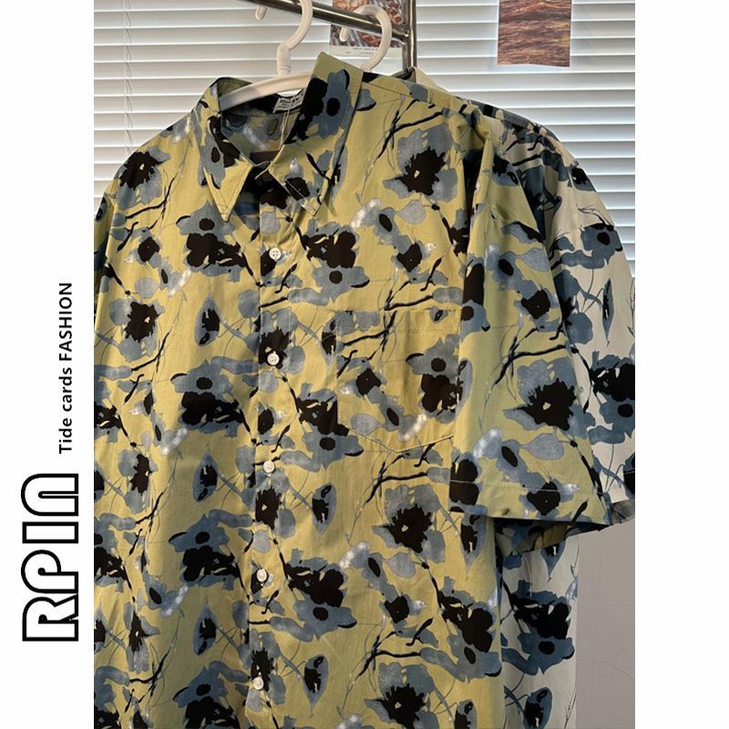 RPIN 胖m300斤国潮甜酷短袖衬衫男女夏季设计感小众衬衣ins风外套