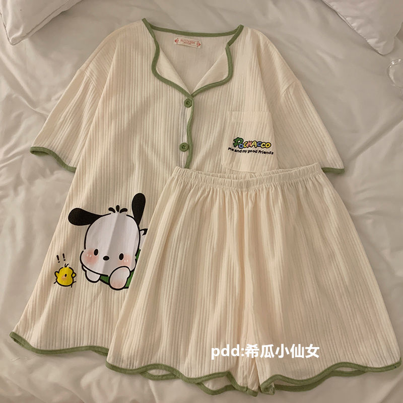 日系ins帕恰狗睡衣女夏季天新款短袖卡通可愛學生家居服套裝外穿