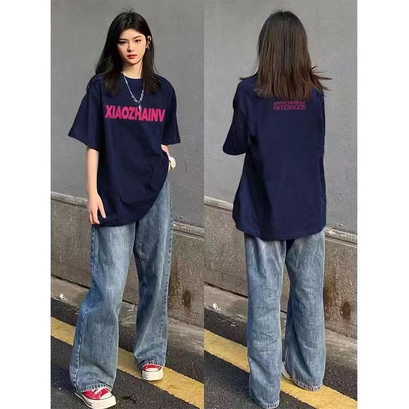 100%純棉美式hiphop短袖T恤女夏季寬鬆休閒小眾百搭情侶上衣潮ins
